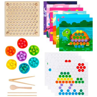 Сортер мозаика с деревянный шариками по методу Монтессори Brauberg 665247 1